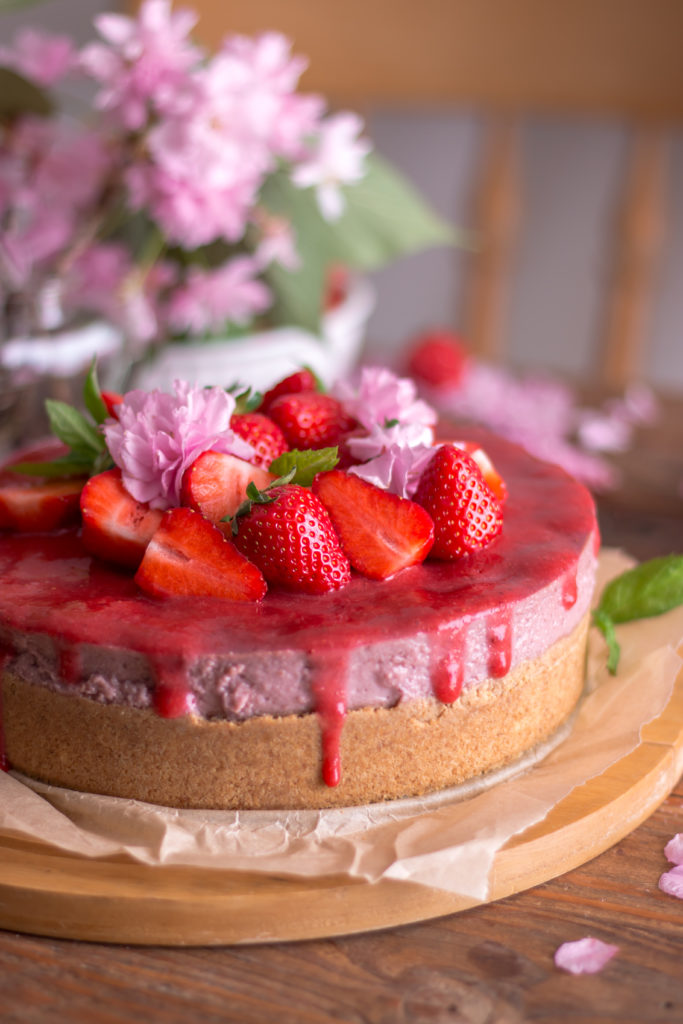 Cheesecake fraises vegan